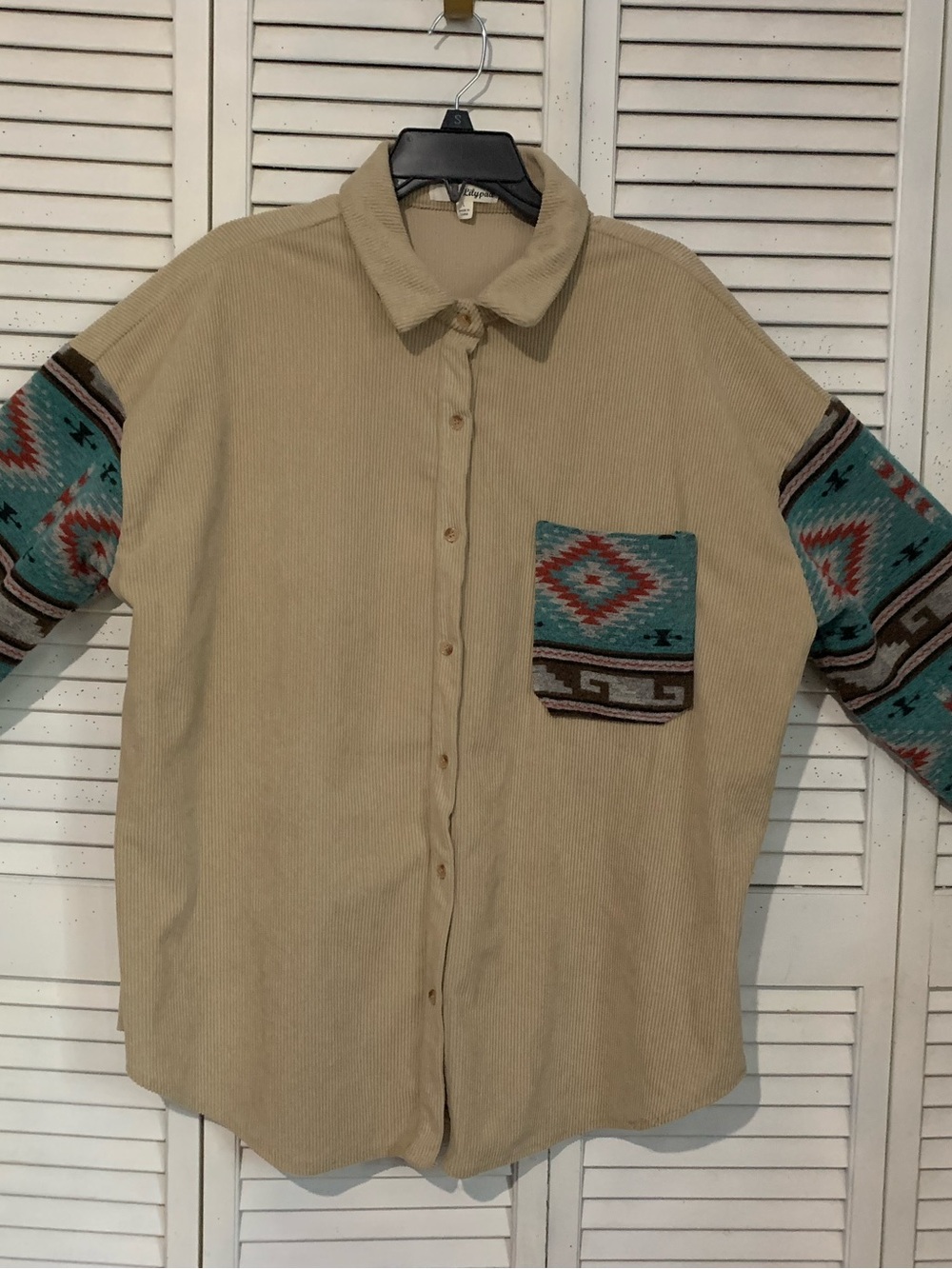Lilypad Corduroy & Southwest Pattern Button Up Shackett Large